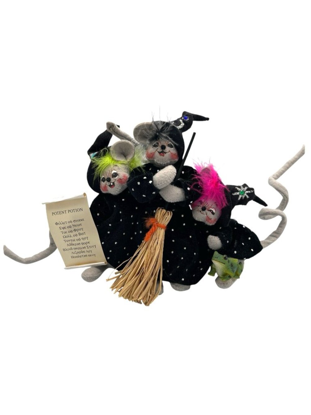 Annalee Hocus Pocus Triple Trouble Witch Doll Bullfrog 2004 Tag 7" Halloween